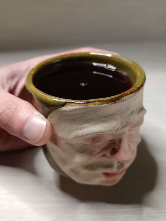 Matte Face Green Mini Pot / Tumbler - Handmade Ceramic Pot & Drinkware