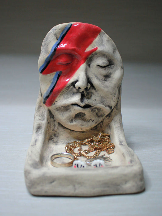 David Bowie Trinket / Tealight Holder - Handmade Ceramic Jewellery Dish / Mini Alter