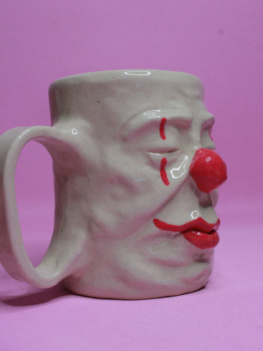 Sleepy Clown Face Tankard / Large Mug - Handmade Ceramic Drinkware