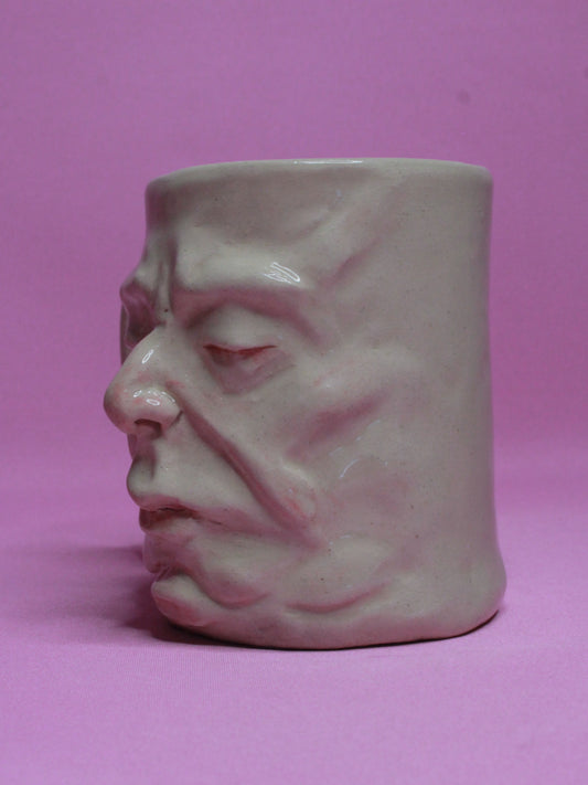 Sleepy White Face Tankard / Large Mug - Handmade Ceramic Drinkware (Copy)