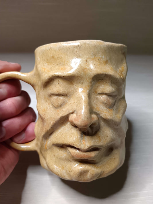 Matt Yellow Face Tankard / Large Mug - Handmade Ceramic Drinkware