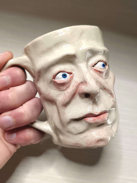 Strange Shocked Face Mug - Quirky Handmade Ceramic Mug
