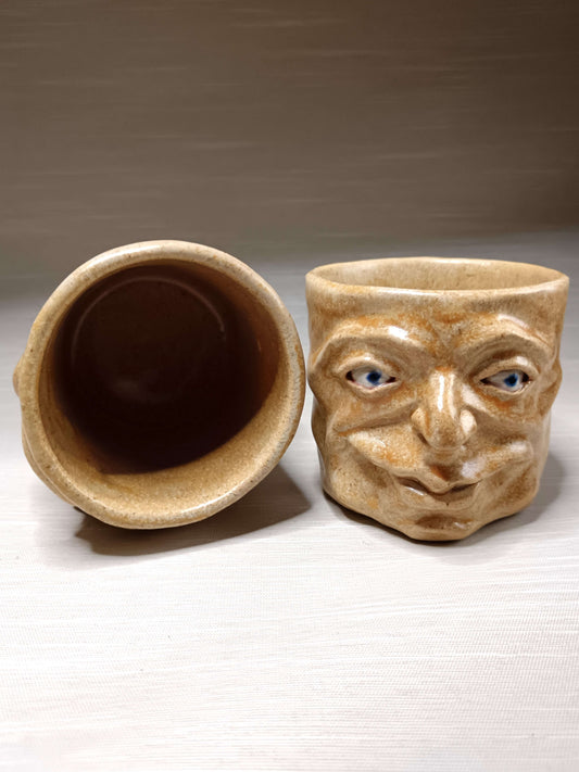 Matte Yellow Mini Pot / Face Tumbler - Handmade Ceramic Pot & Drinkware