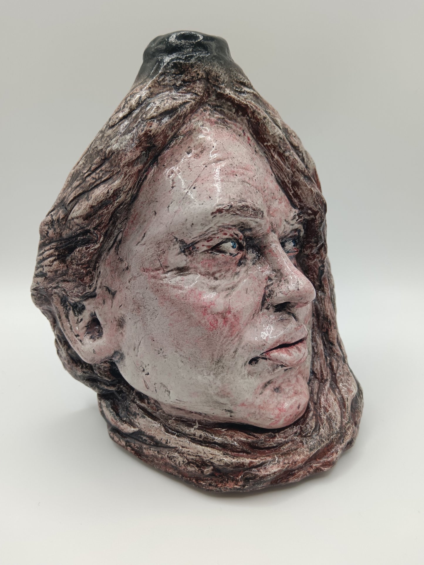 Handmade Female Portrait bud vase, front right