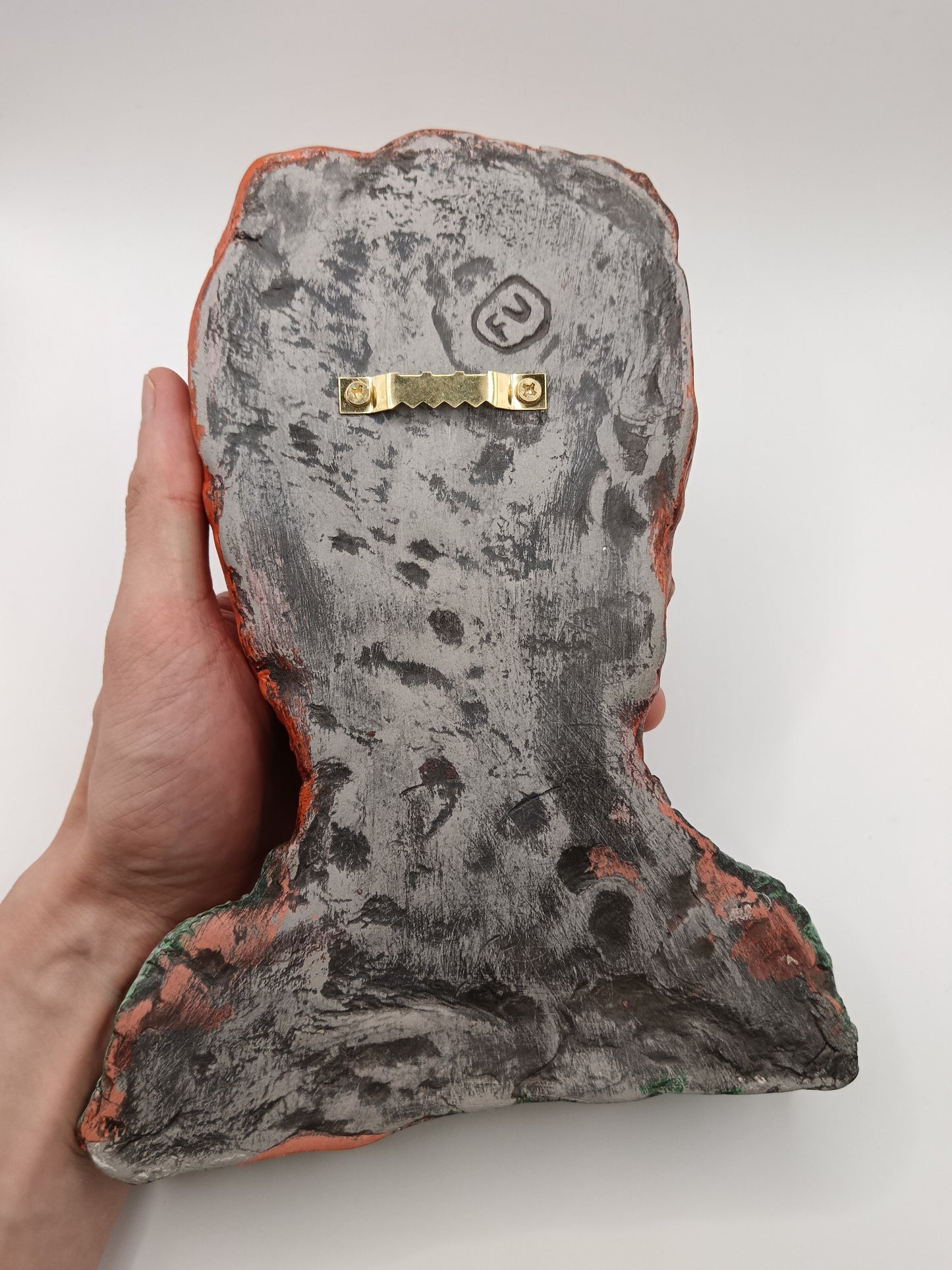 hand sculpted clay alien art, back
