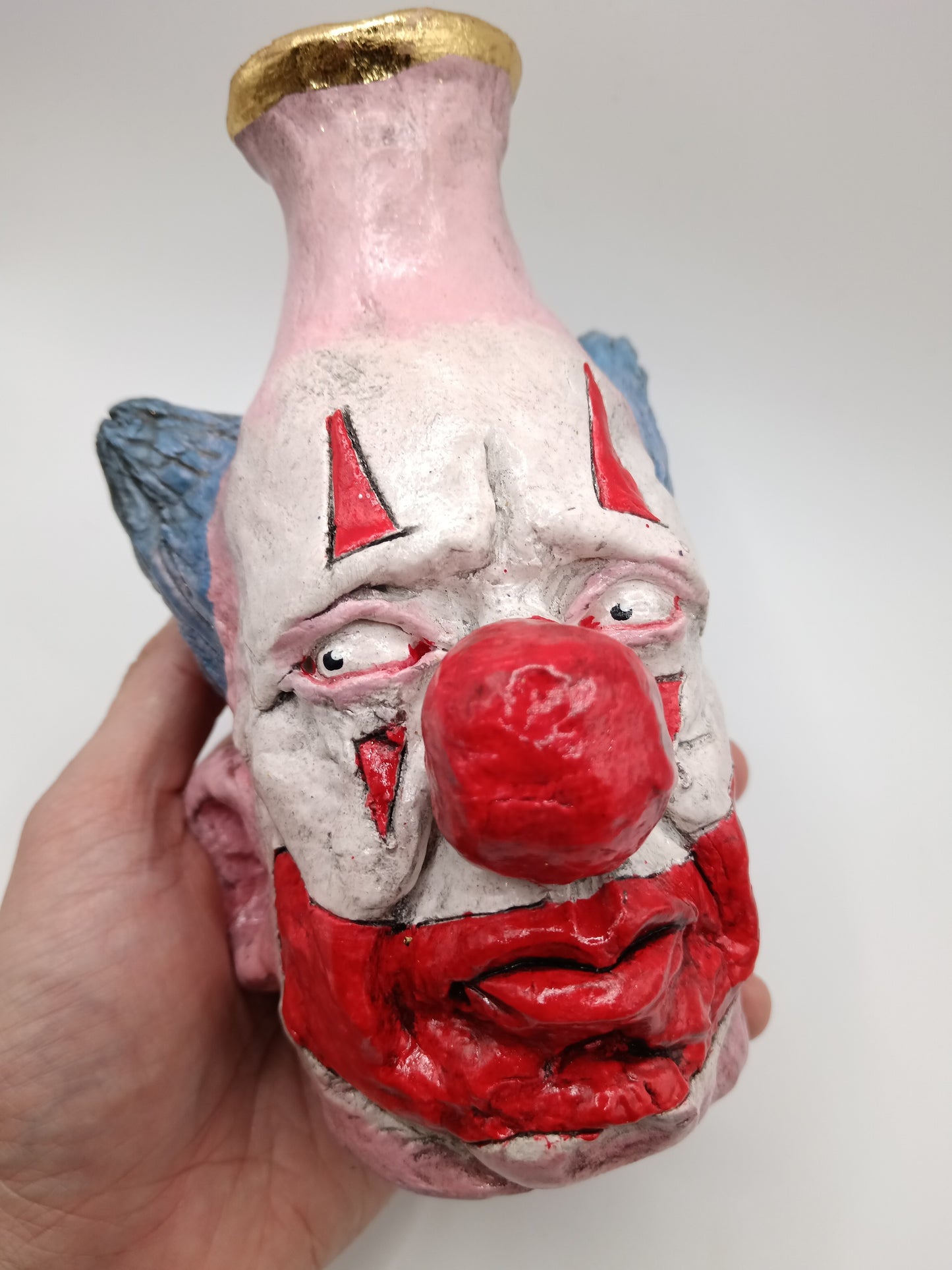 hand sculpted clown vase