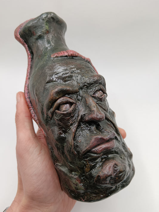 Worm-Man - Hand Sculpted Clay Face Vase