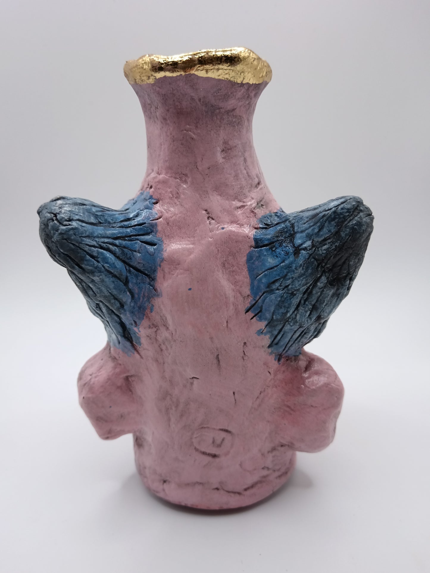 Francis Underwater, hand sculpted clown vase, back view