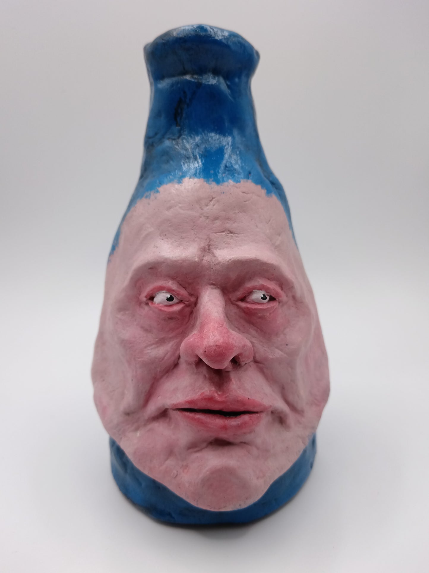 Francis underwater Hand sculpted blue face Vase - front