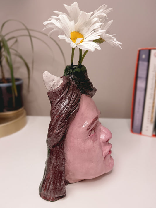 Francis Underwater Handmade clay devil girl vase, home setting flowers, side