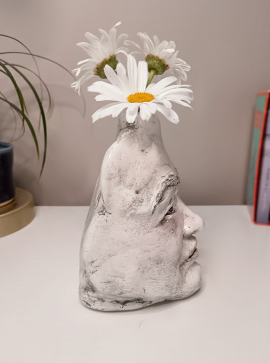 Francis Underwater Handmade Clay Portrait vase, Right Side home setting flowers