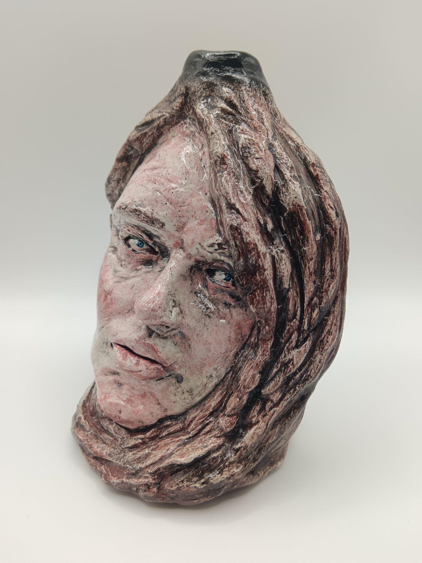 Handmade Female Portrait bud vase, front left