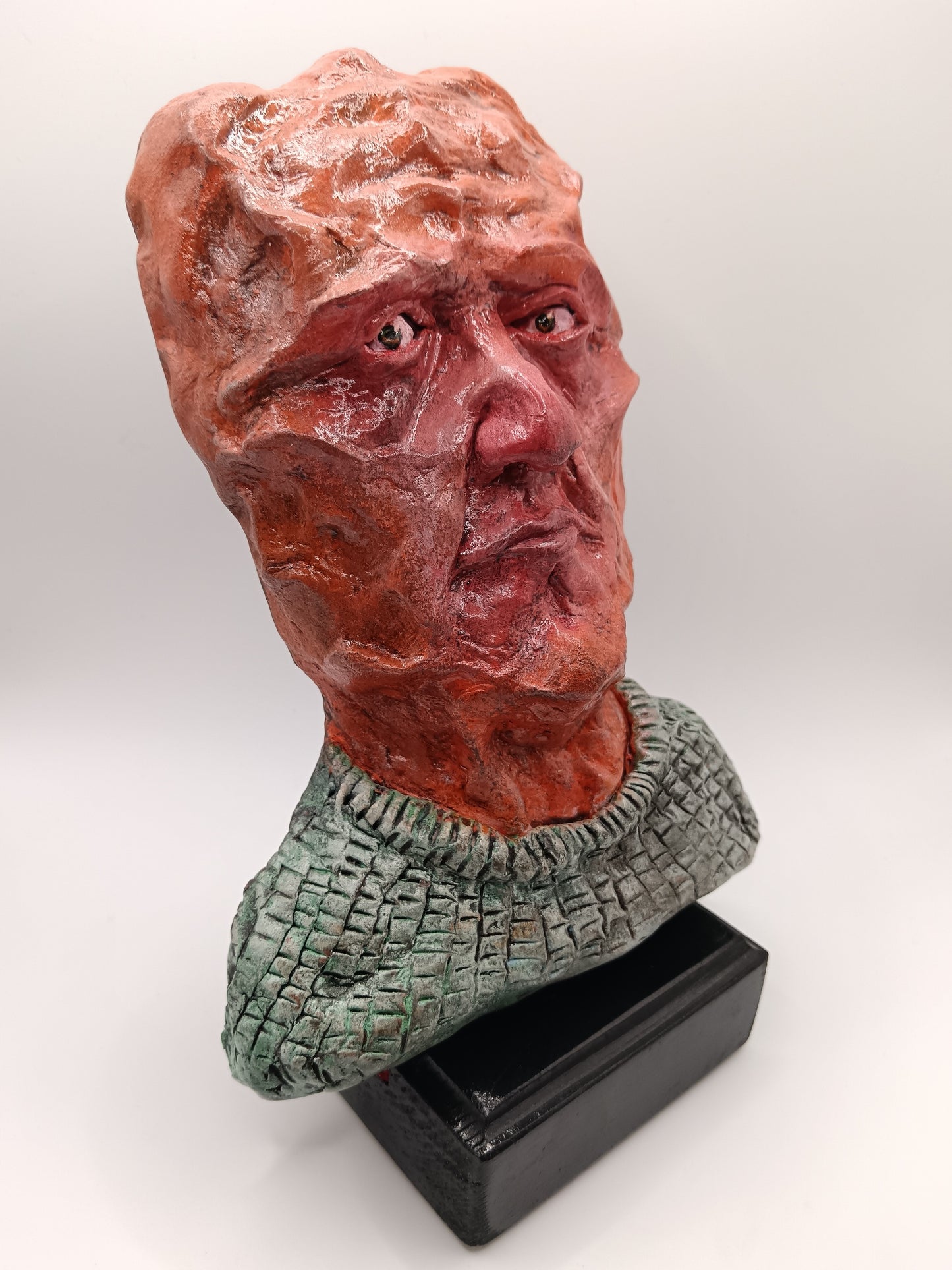 Francis Underwater hand sculpted clay alien art, front right