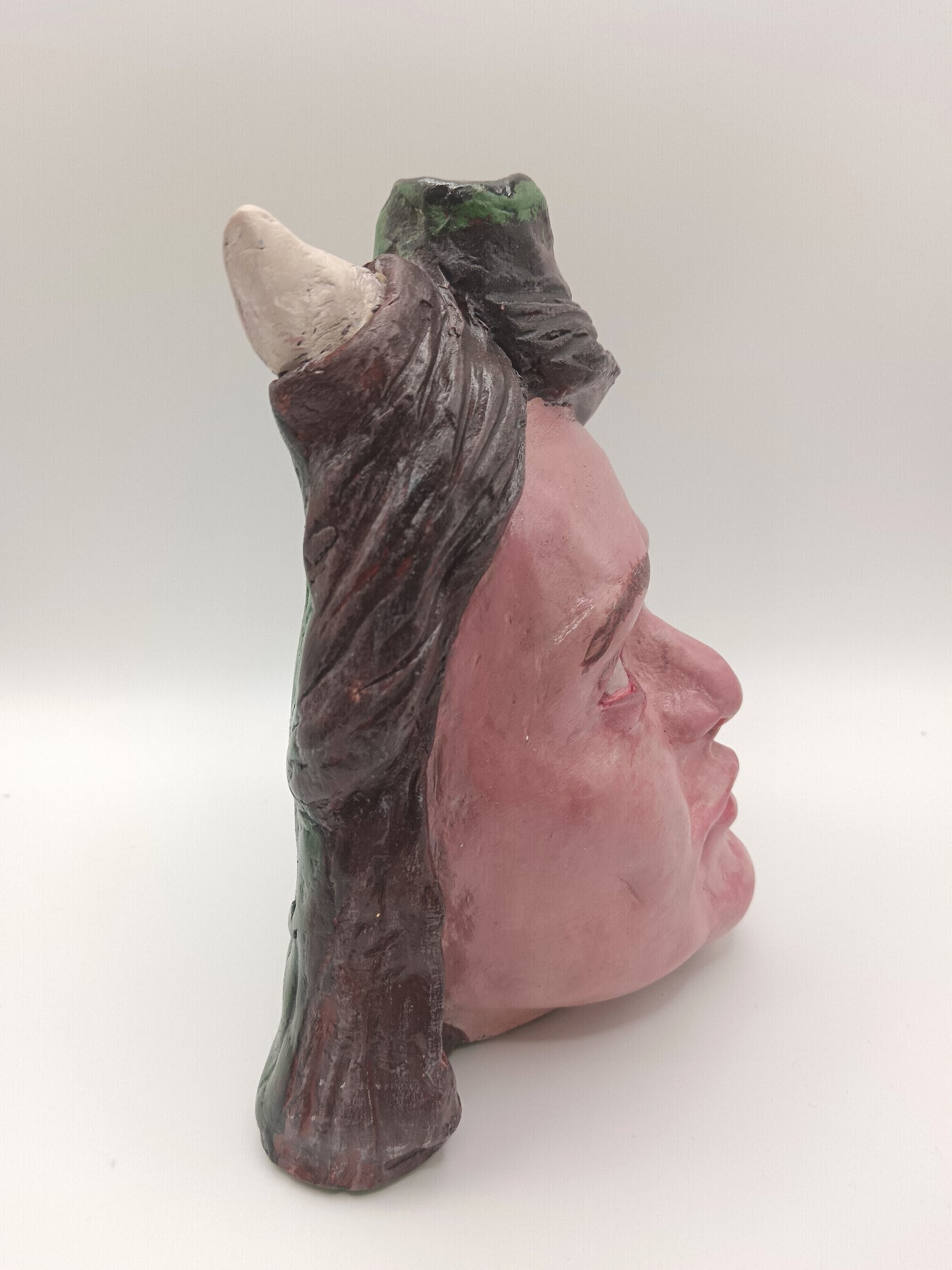 Handmade clay devil girl vase, right