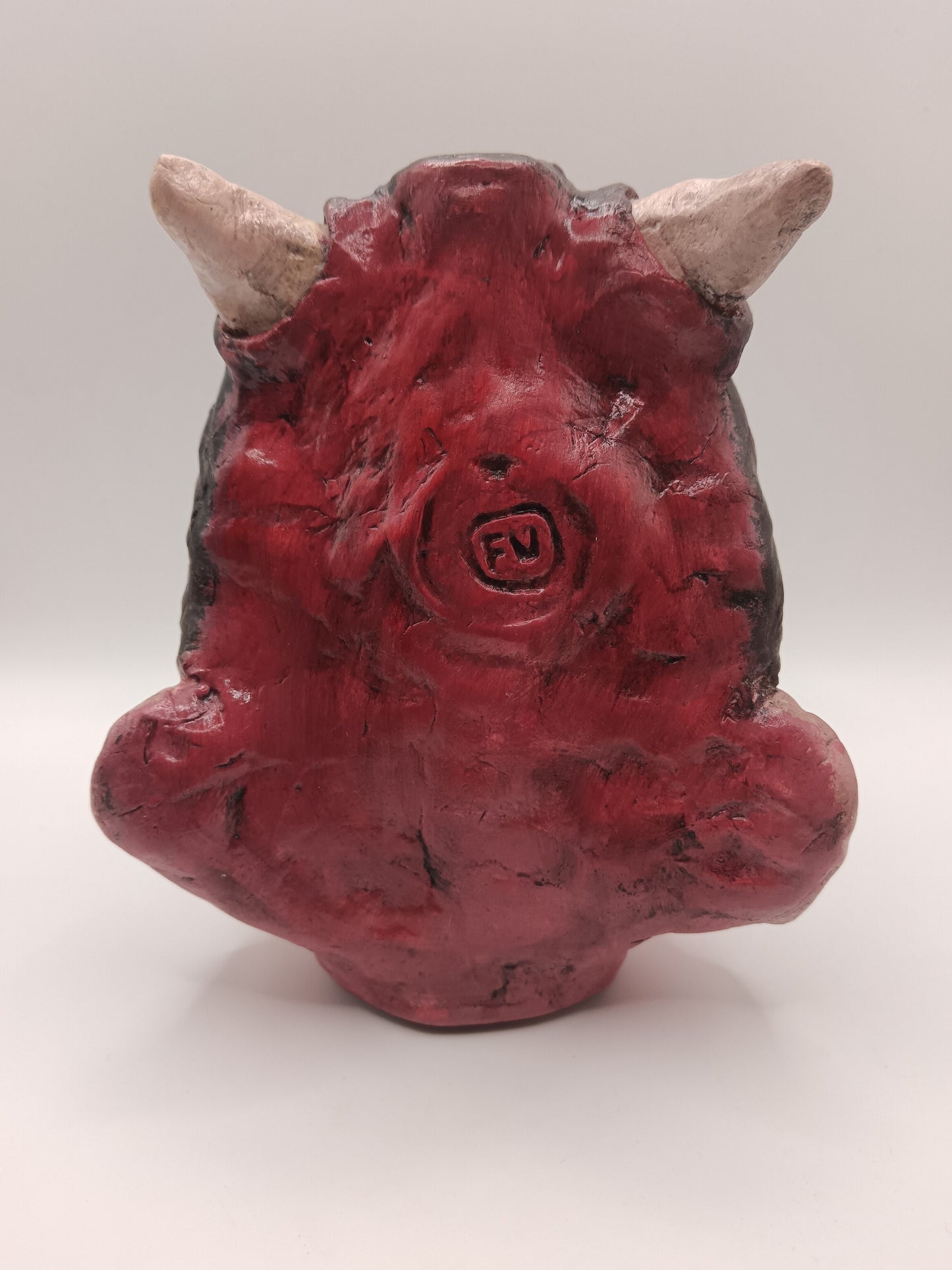 handmade devil boy vase, back