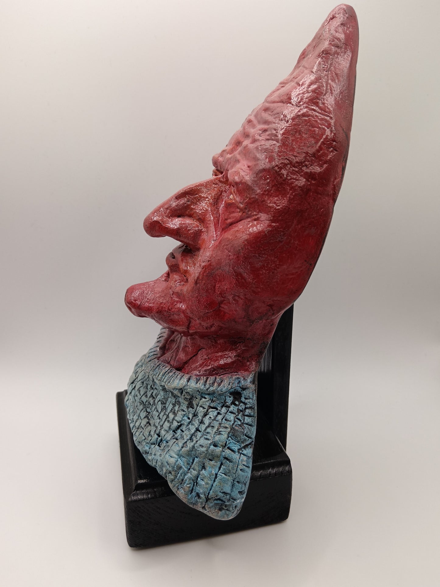 handmade airdry clay alien sculpture, left side