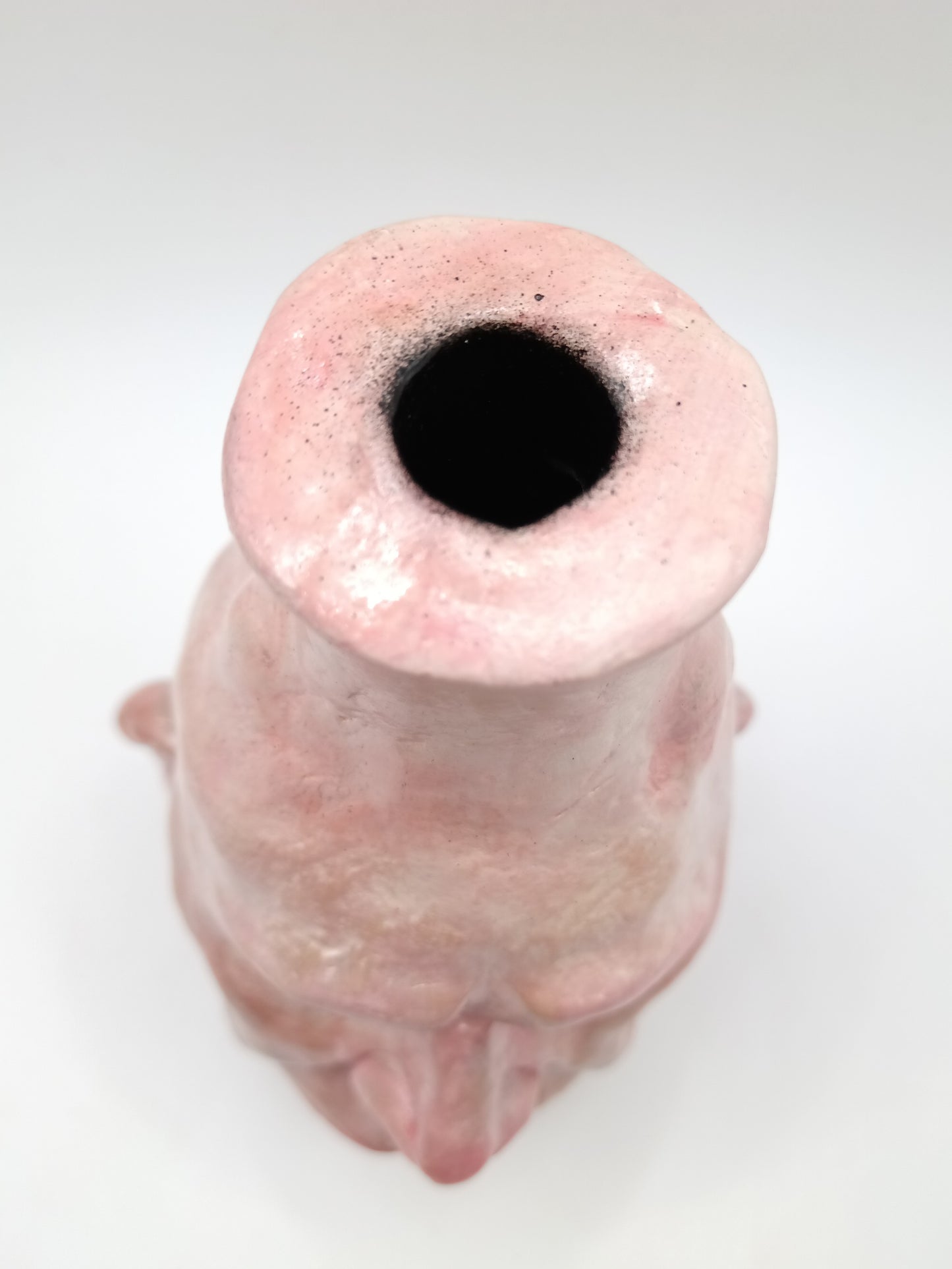 handmade realistic face vase, top view