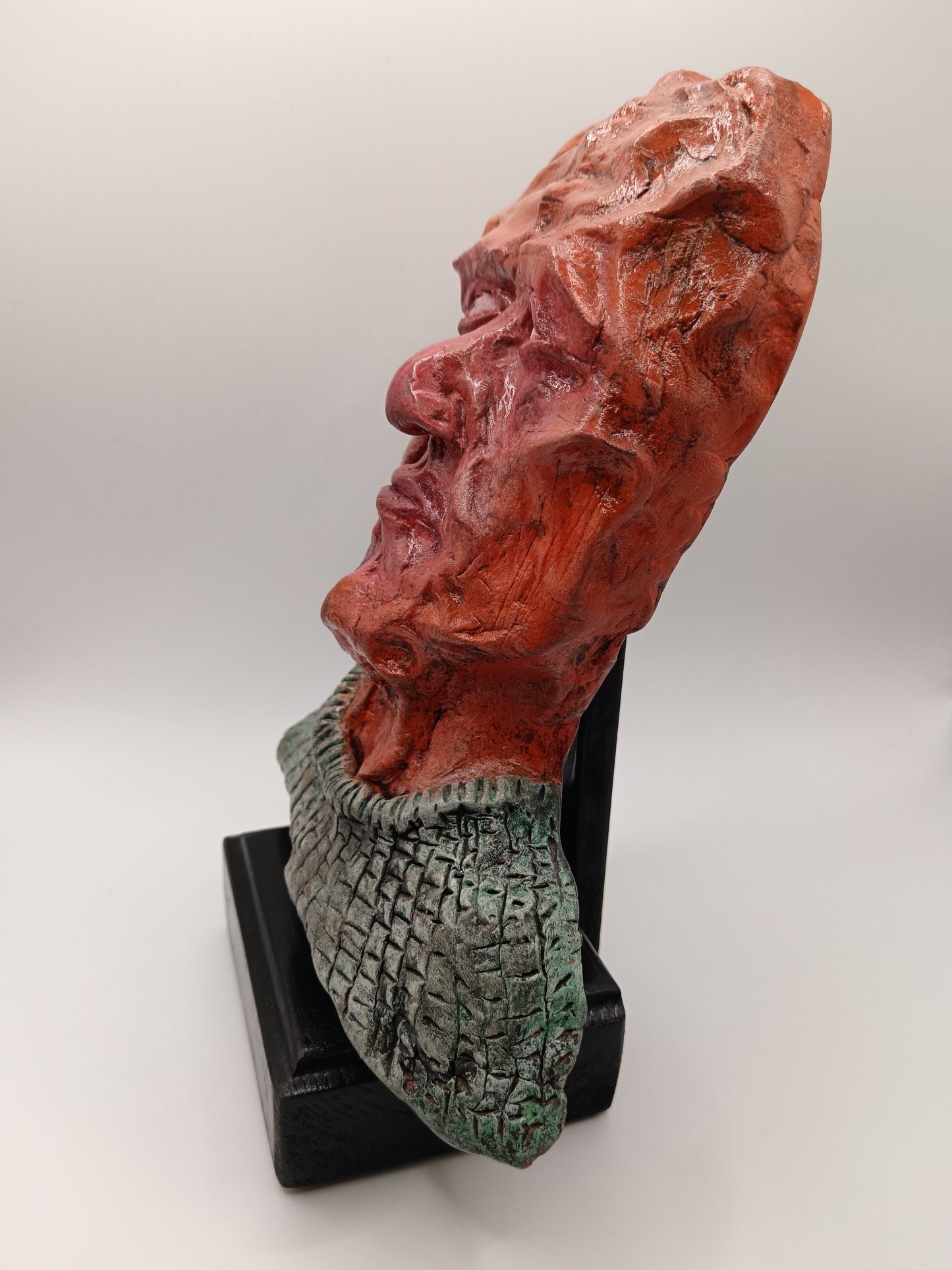 hand sculpted clay alien art, left side