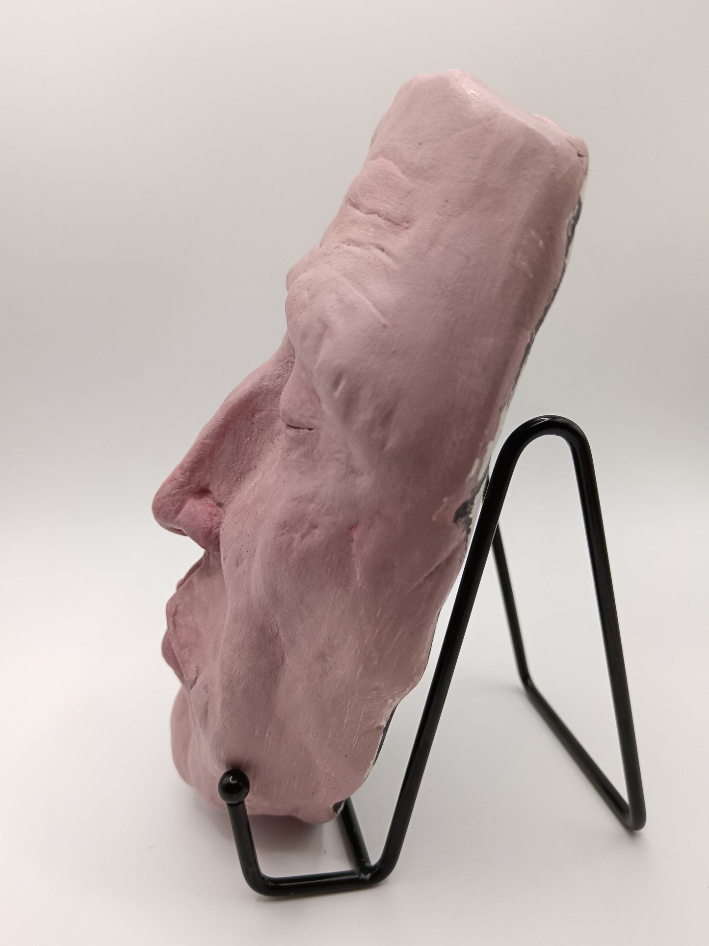 Francis underwater, hand sculpted death mask sculpture with stand, left view