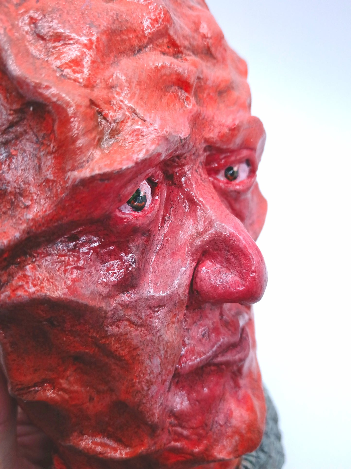 hand sculpted clay alien art, close-up