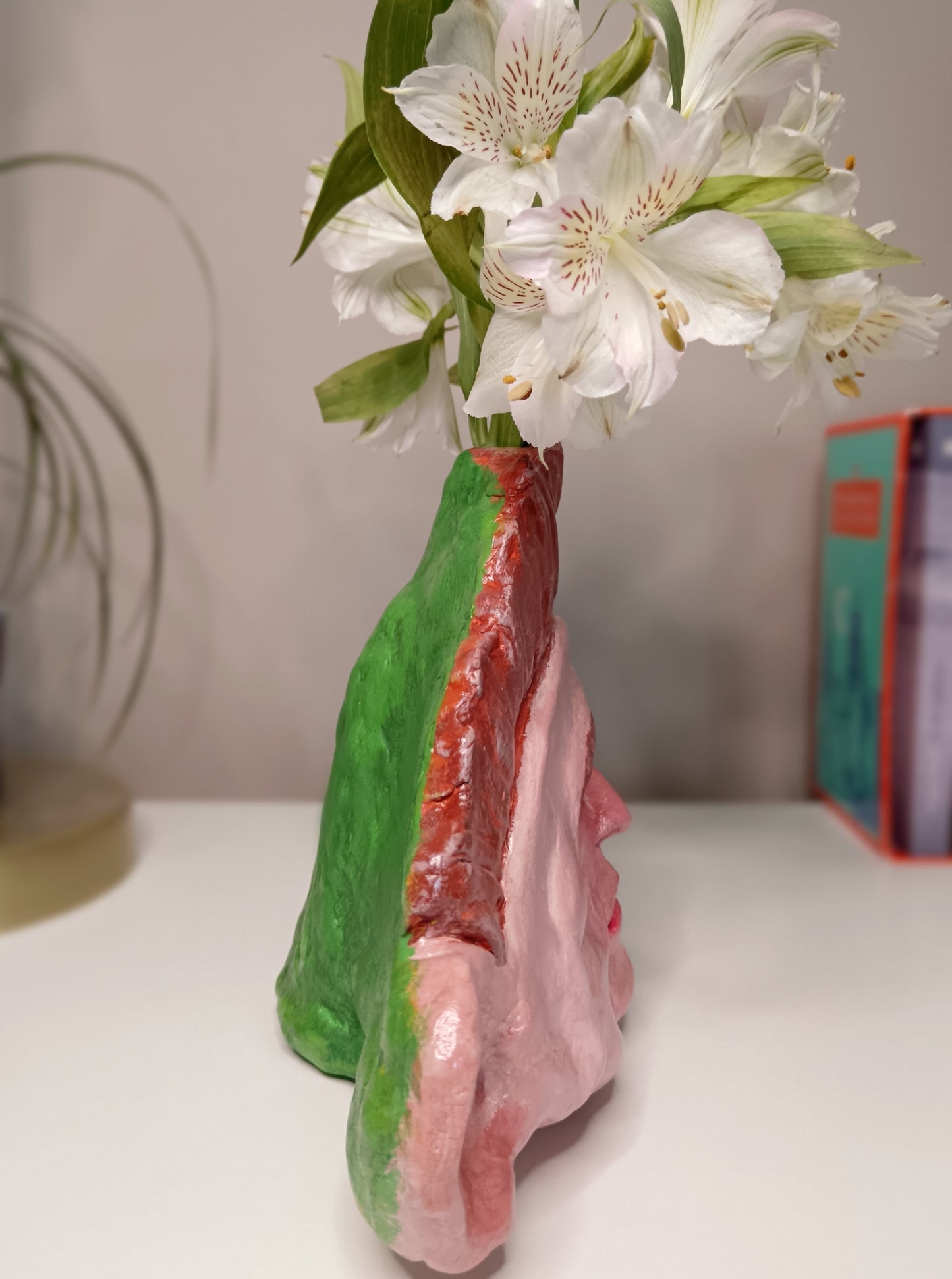 Drop Dead Fred Sculpture Vase with Flowers Right Side