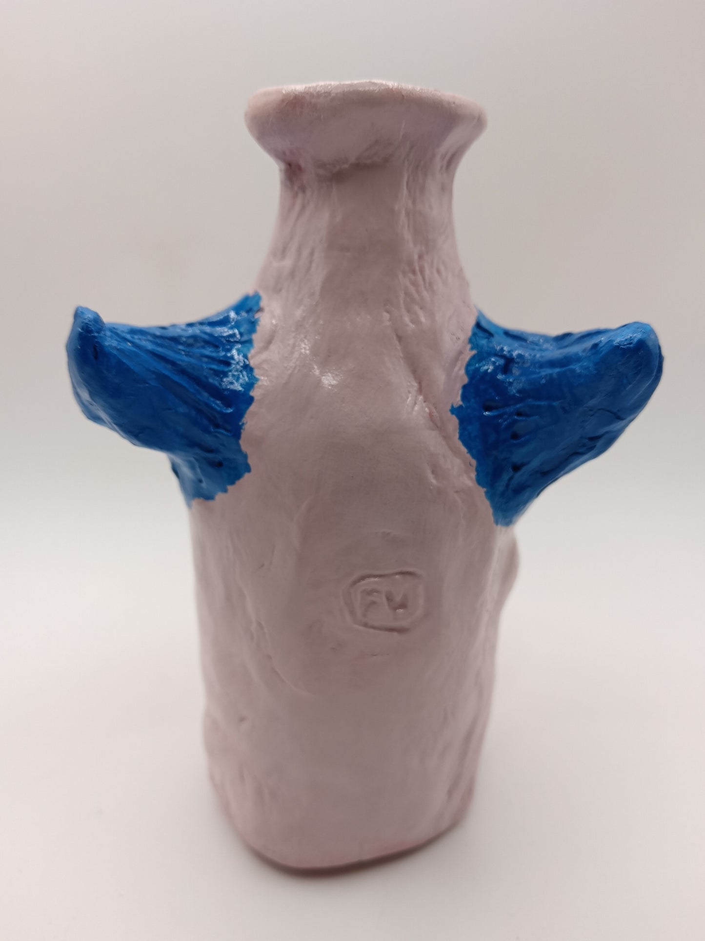 BLUE HAIR CLOWN - Hand Sculpted Face Vase