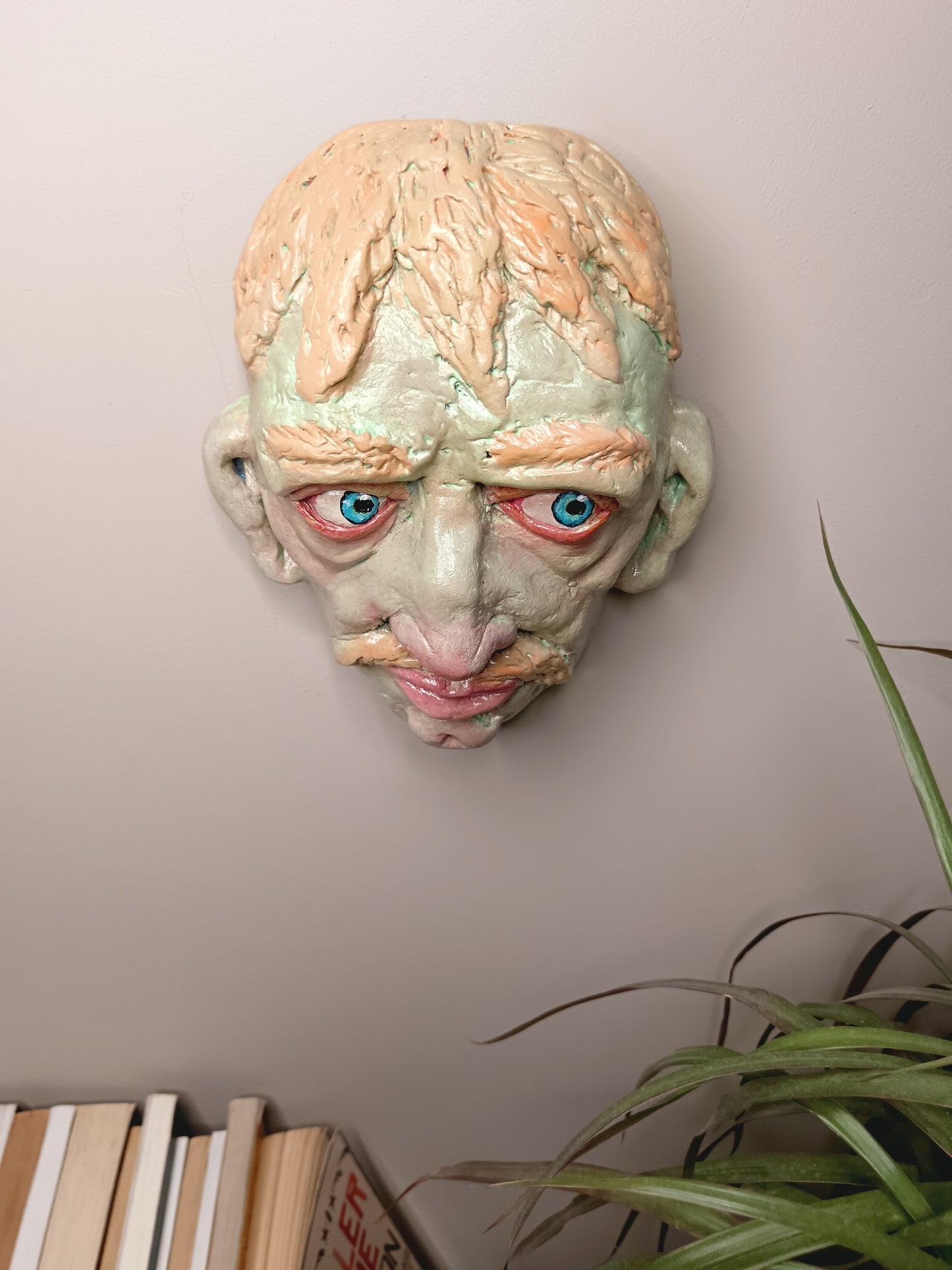 Hand sculpted green man sculpture wall art top