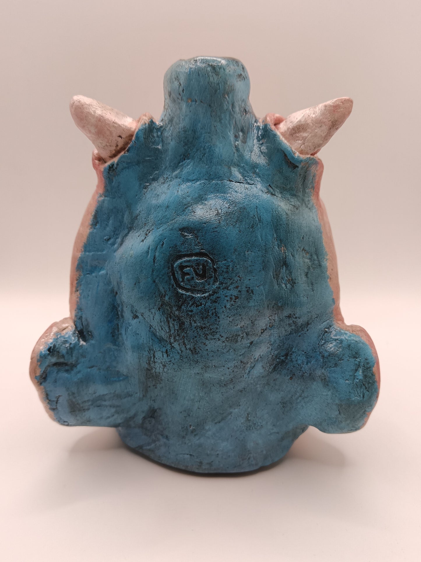 Devil baby handmade vase, back
