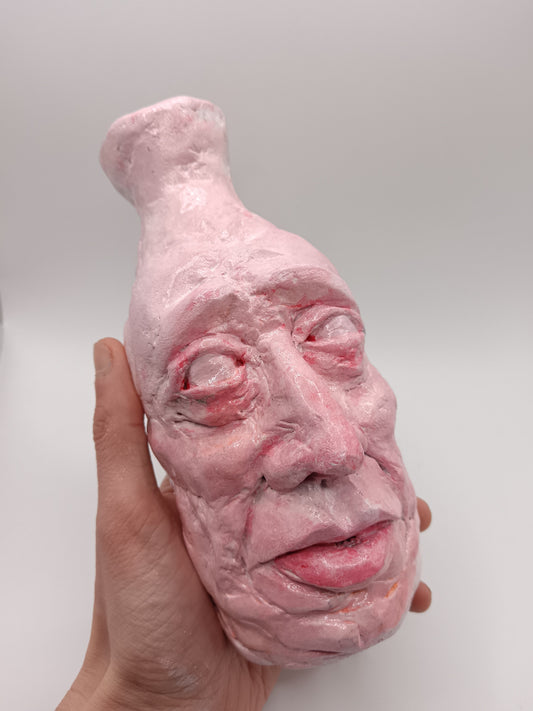 PINK ZOMBIE - Hand Sculpted Clay Face Vase