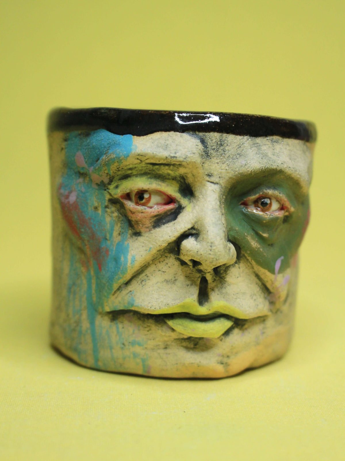 Abstract Face Tumbler - Quirky Handmade Ceramic Drinkware