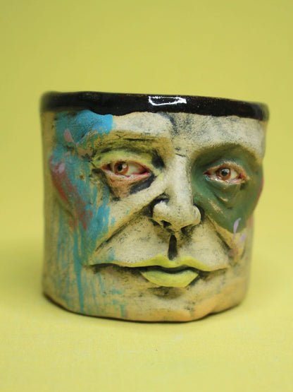 Abstract Face Tumbler - Quirky Handmade Ceramic Drinkware