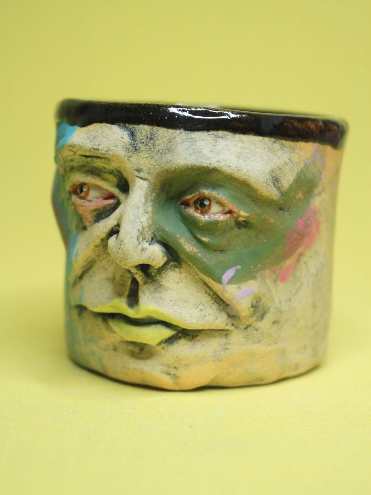 Abstract Face Tumbler - Quirky Handmade Ceramic Drinkware