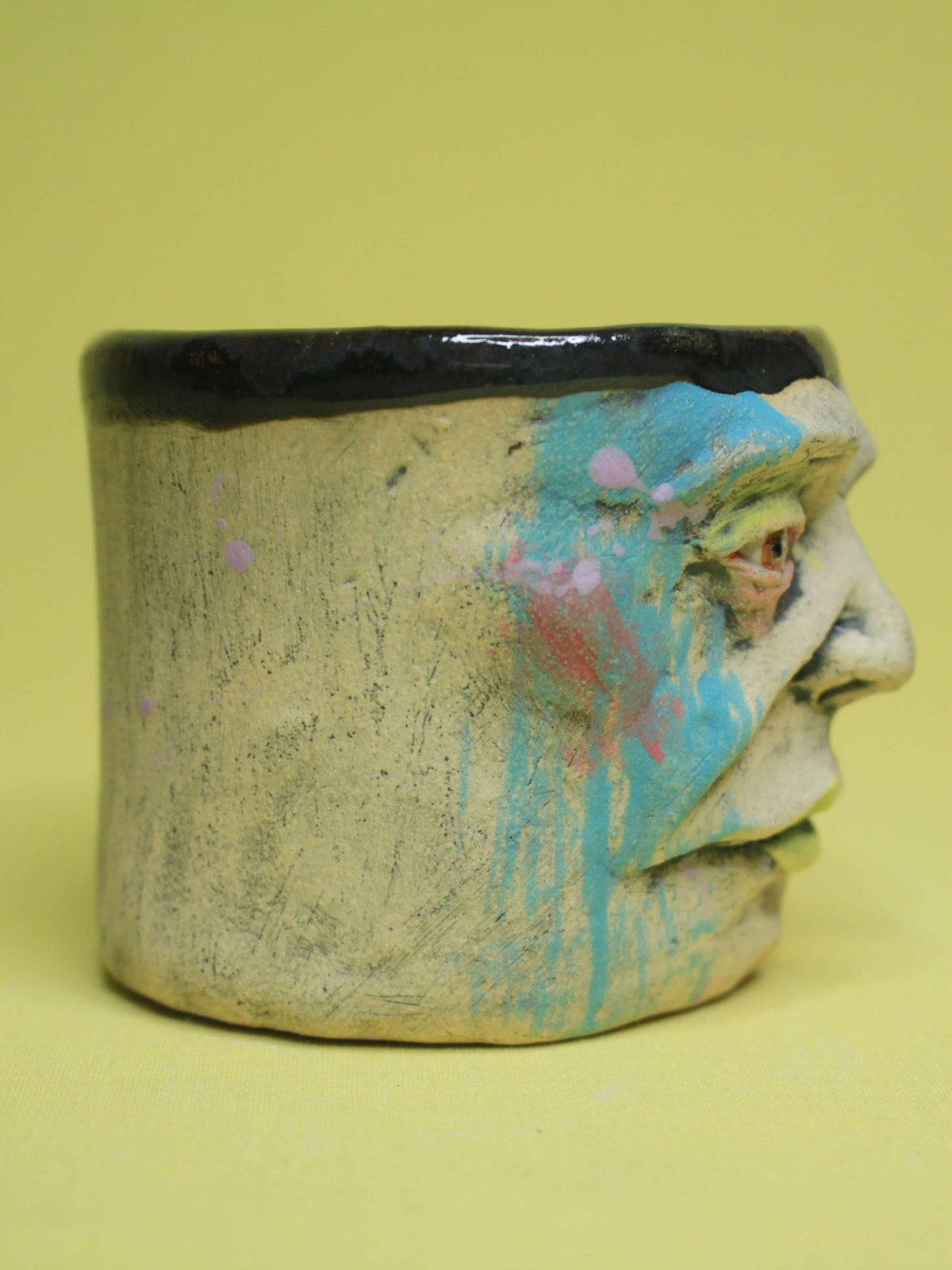 Abstract Face Tumbler - Quirky Handmade Ceramic Drinkware