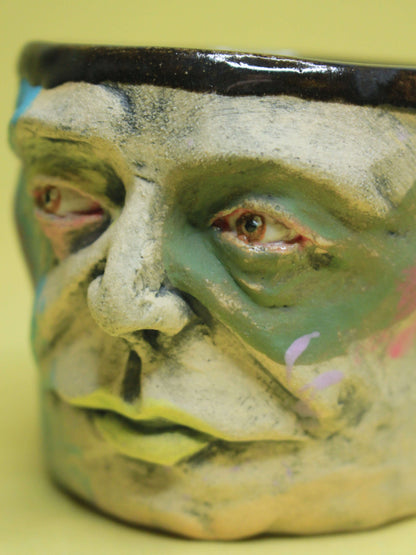 Abstract Face Tumbler - Quirky Handmade Ceramic Drinkware