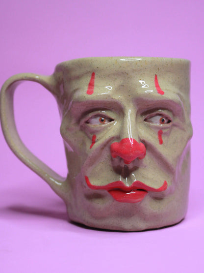 All Seeing Clown Face Mug - Weird Handmade Ceramic Mug