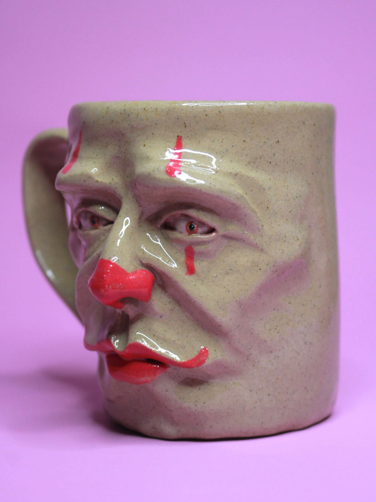 All Seeing Clown Face Mug - Weird Handmade Ceramic Mug