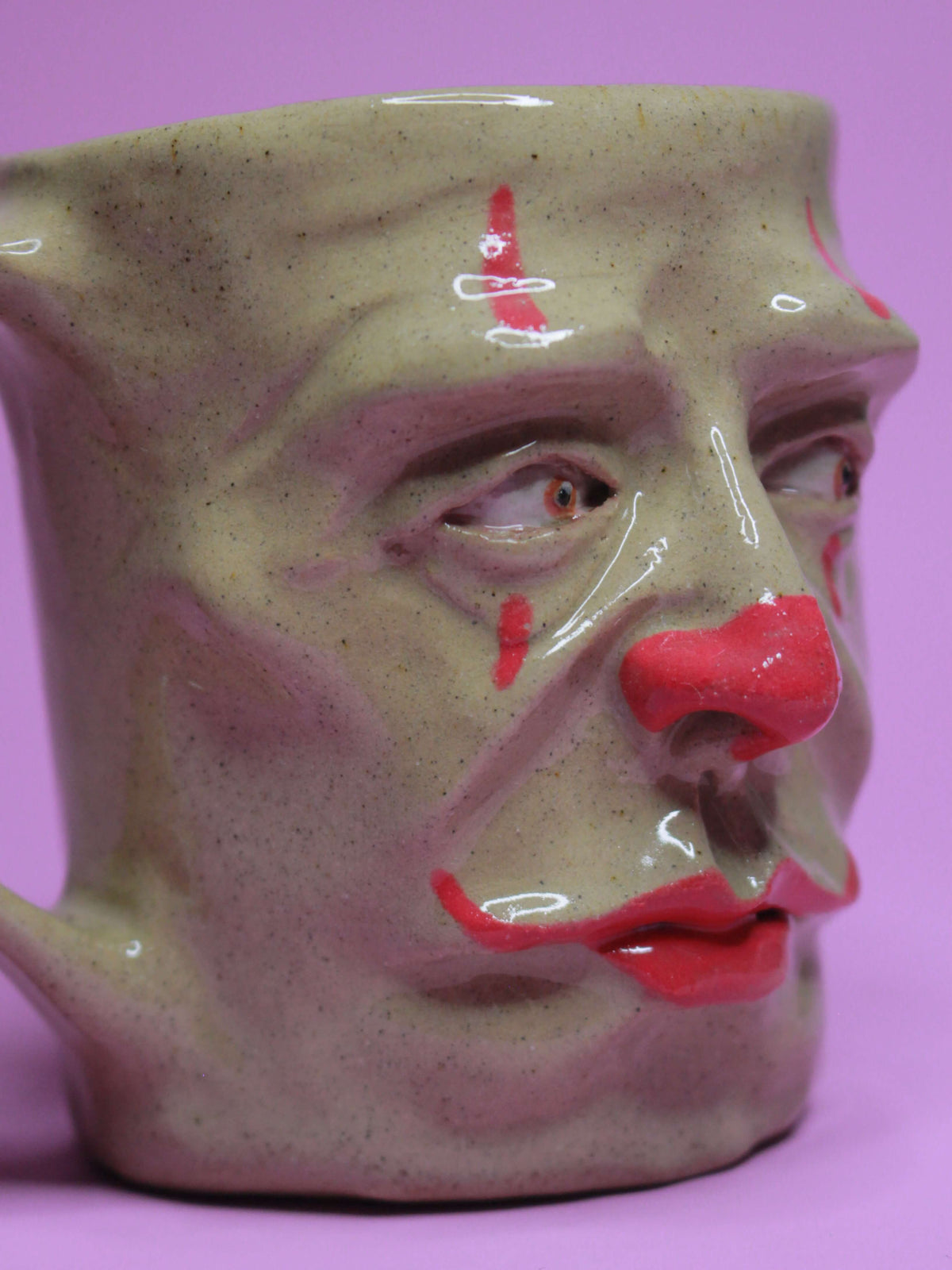 All Seeing Clown Face Mug - Weird Handmade Ceramic Mug