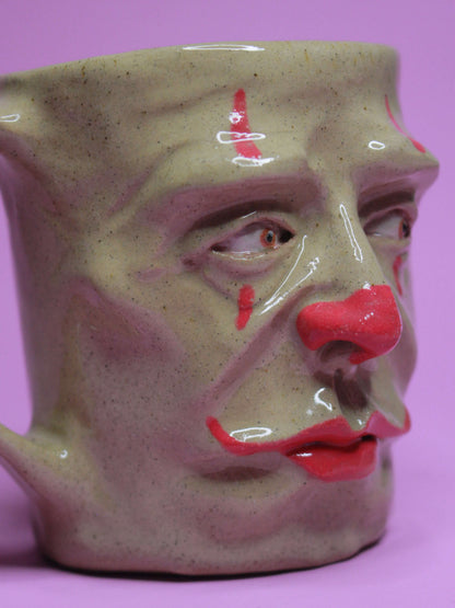 All Seeing Clown Face Mug - Weird Handmade Ceramic Mug