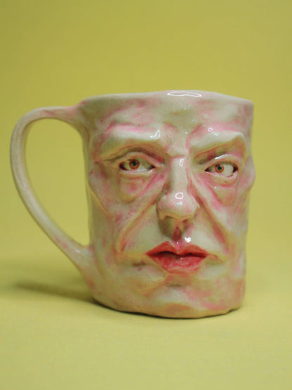 Anger Fuelled Face Mug - Strange Hand Sculpted Ceramic Mug