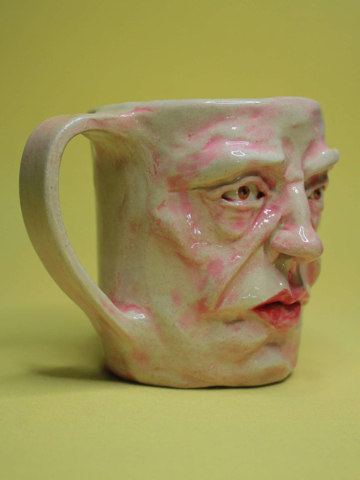 Anger Fuelled Face Mug - Strange Hand Sculpted Ceramic Mug