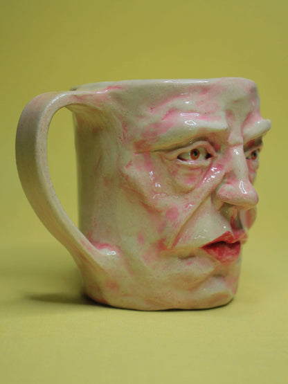 Anger Fuelled Face Mug - Strange Hand Sculpted Ceramic Mug