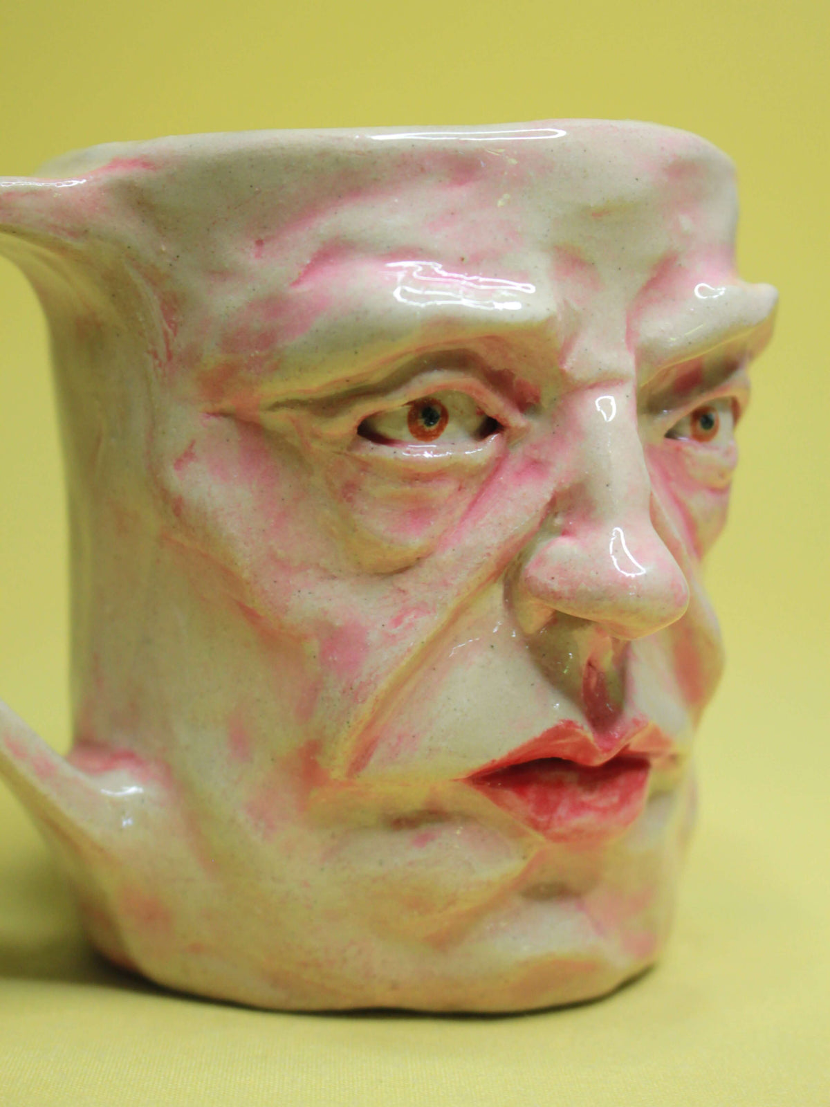 Anger Fuelled Face Mug - Strange Hand Sculpted Ceramic Mug
