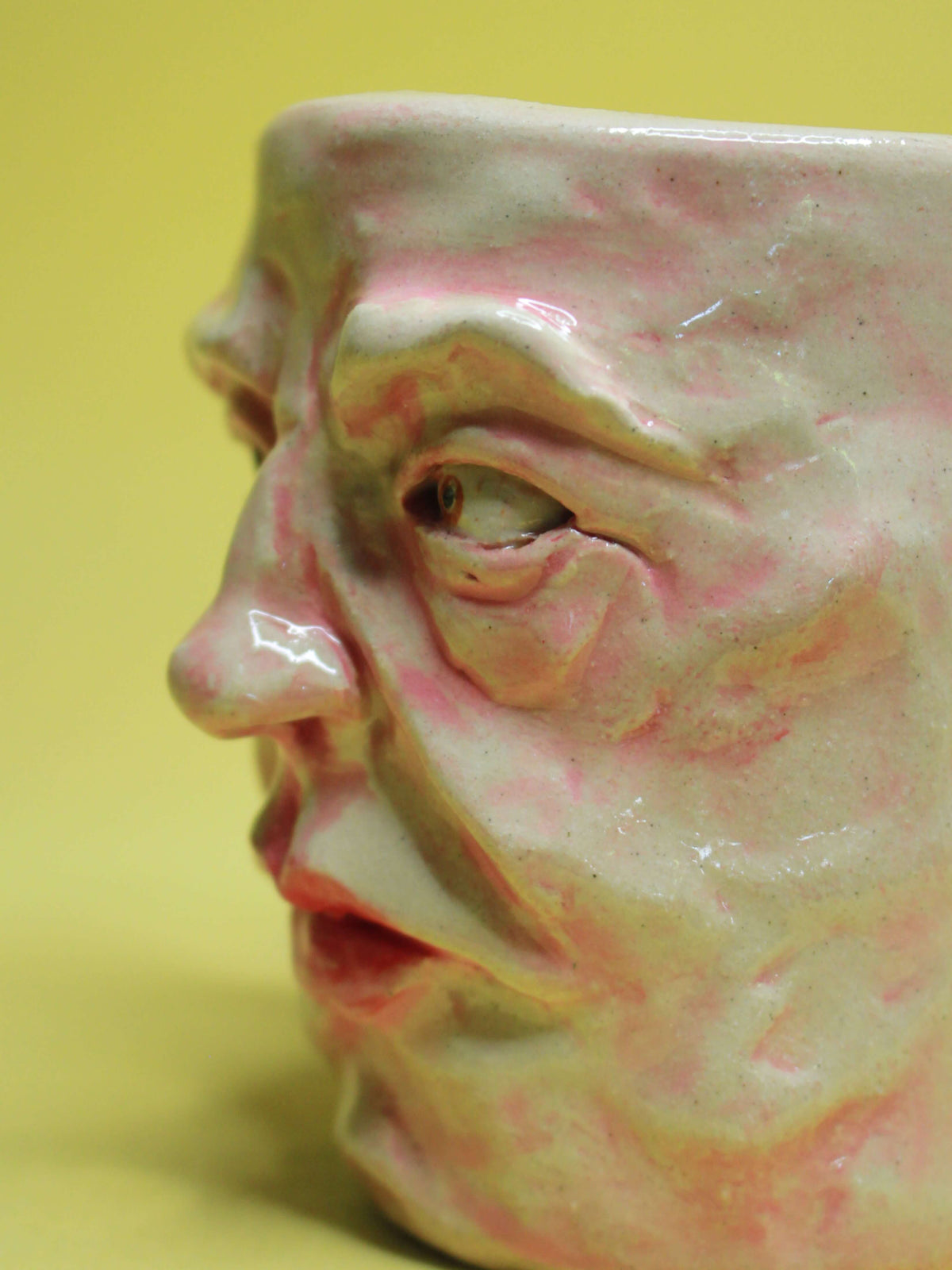 Anger Fuelled Face Mug - Strange Hand Sculpted Ceramic Mug