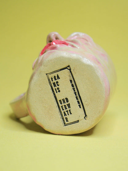 Anger Fuelled Face Mug - Strange Hand Sculpted Ceramic Mug