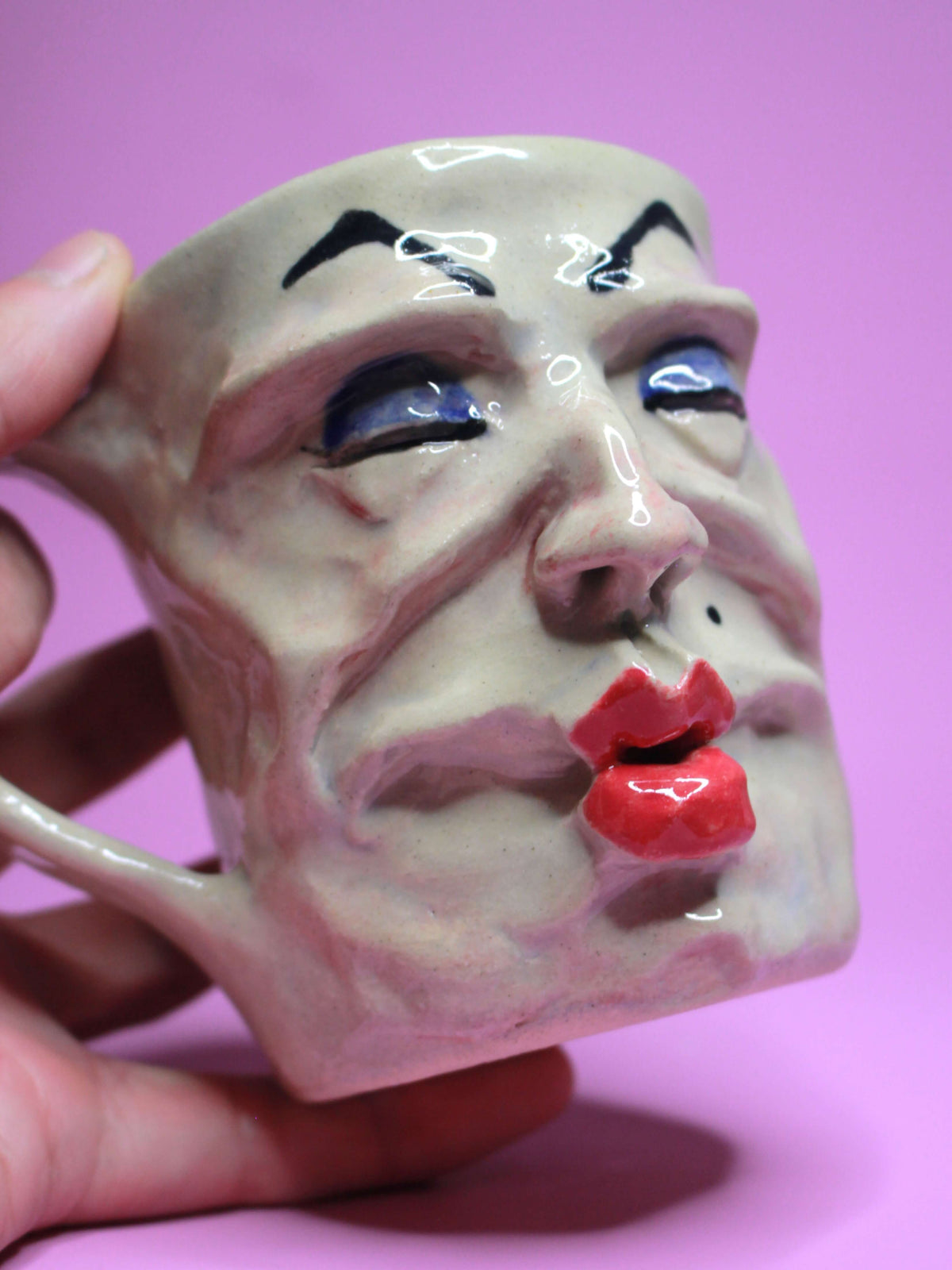 Big Kiss Face Mug - Weird Handmade Ceramic Mug