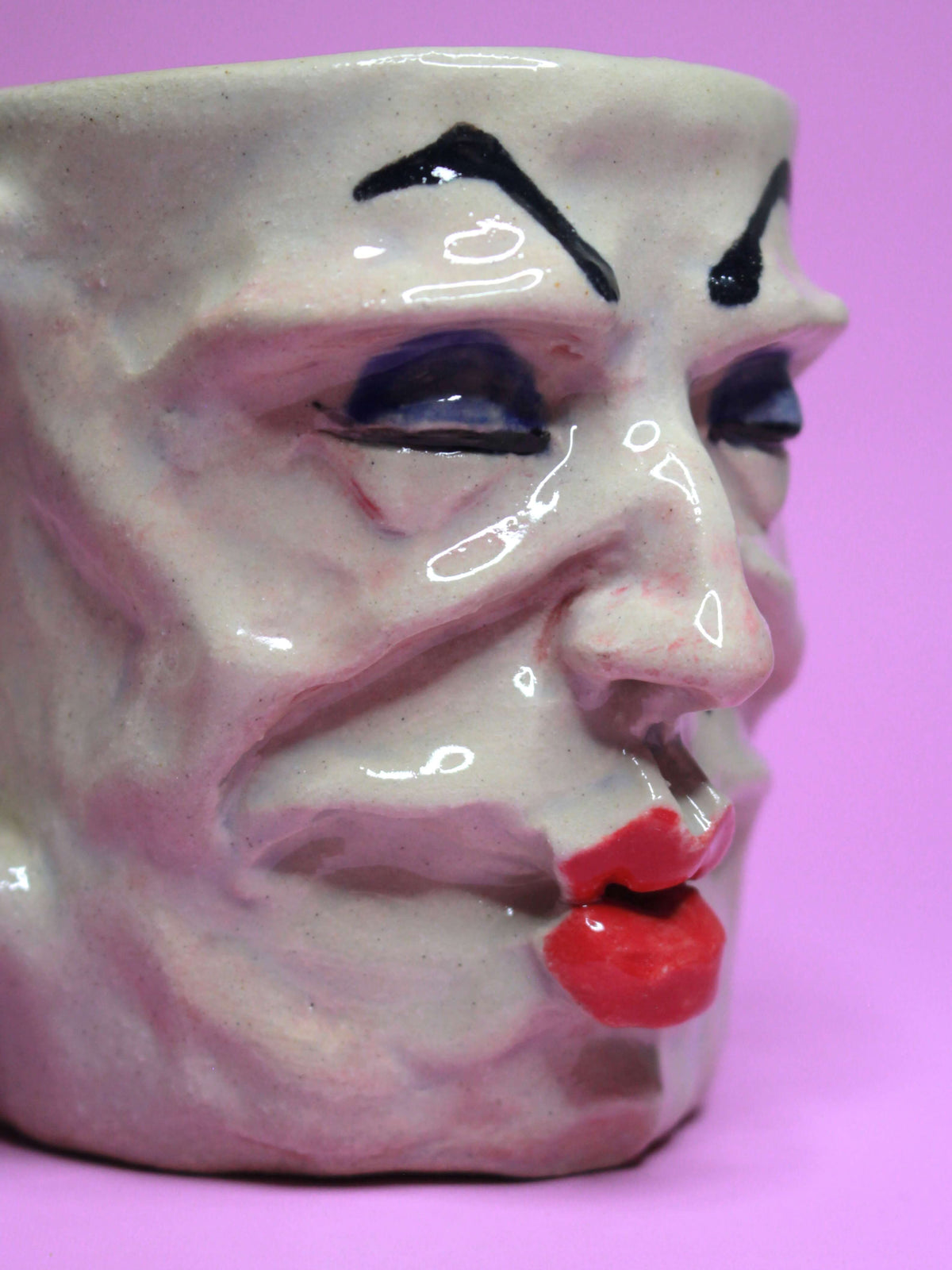 Big Kiss Face Mug - Weird Handmade Ceramic Mug