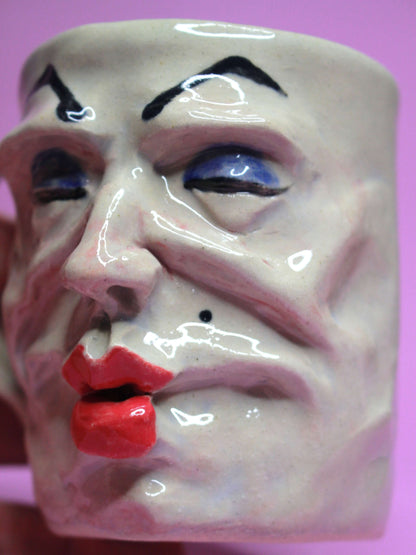 Big Kiss Face Mug - Weird Handmade Ceramic Mug