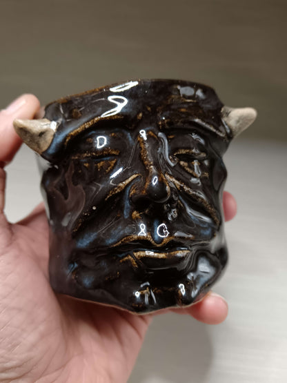 Black Devil Mini Pot / Tumbler - Handmade Ceramic Pot & Drinkware