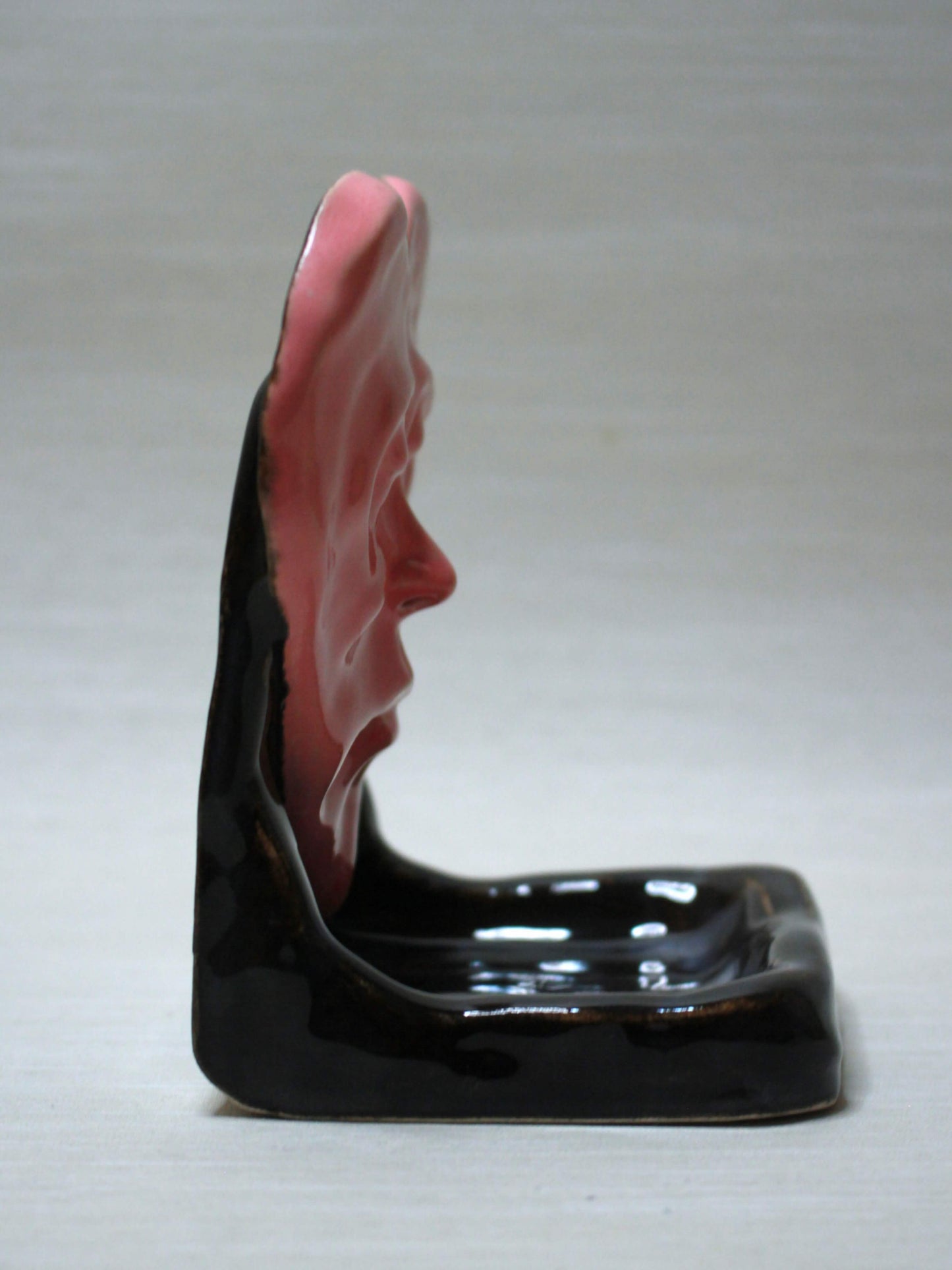 Pink Heart Trinket / Tealight Holder (Black) - Handmade Ceramic Jewellery Dish / Mini Altar