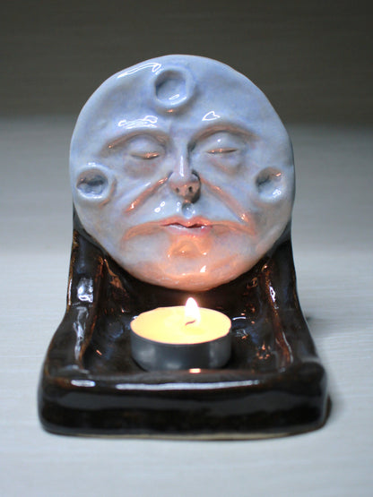 Black Moon Mini Altar / Trinket Dish - Handmade Ceramic Tealight / Jewellery Holder